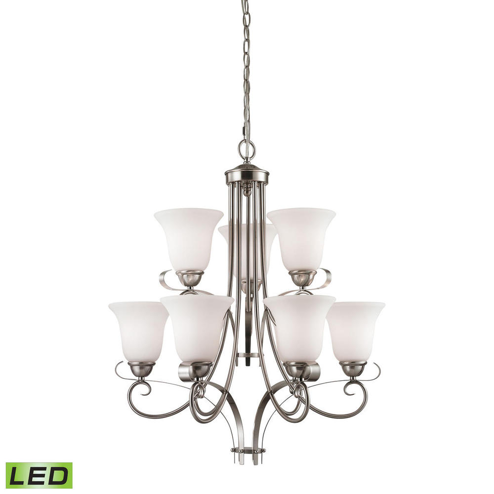 Thomas - Brighton 25'' Wide 9-Light Chandelier - Brushed Nickel