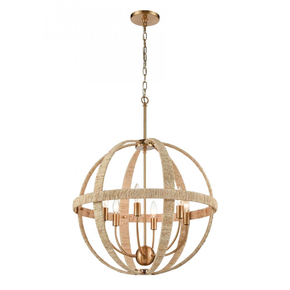 Abaca 23'' Wide 6-Light Chandelier - Satin Brass