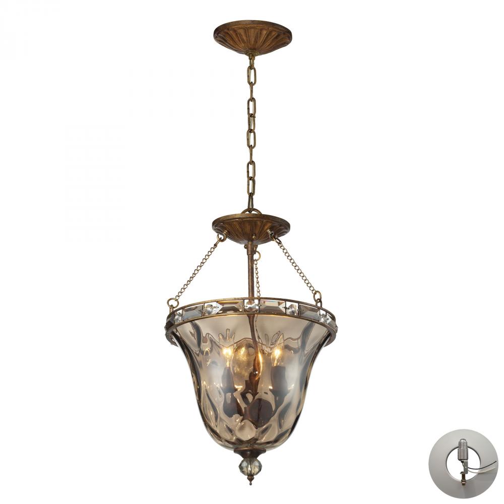 Cheltham 3 Light Pendant In Mocha - Includes Rec