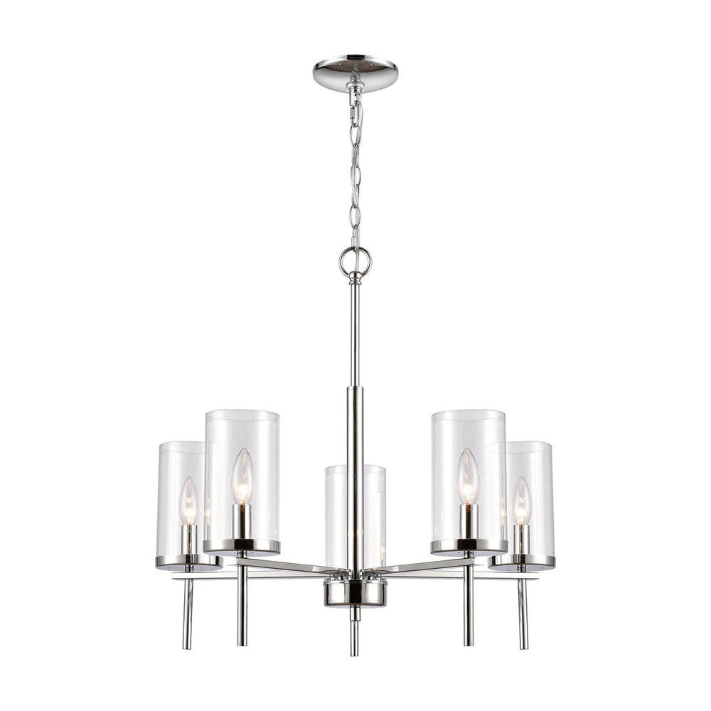 Thomas - Oakland 25'' Wide 5-Light Chandelier - Chrome