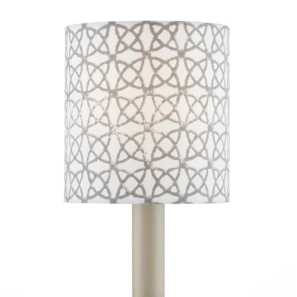 Block Print Gray Drum Chandelier Shade